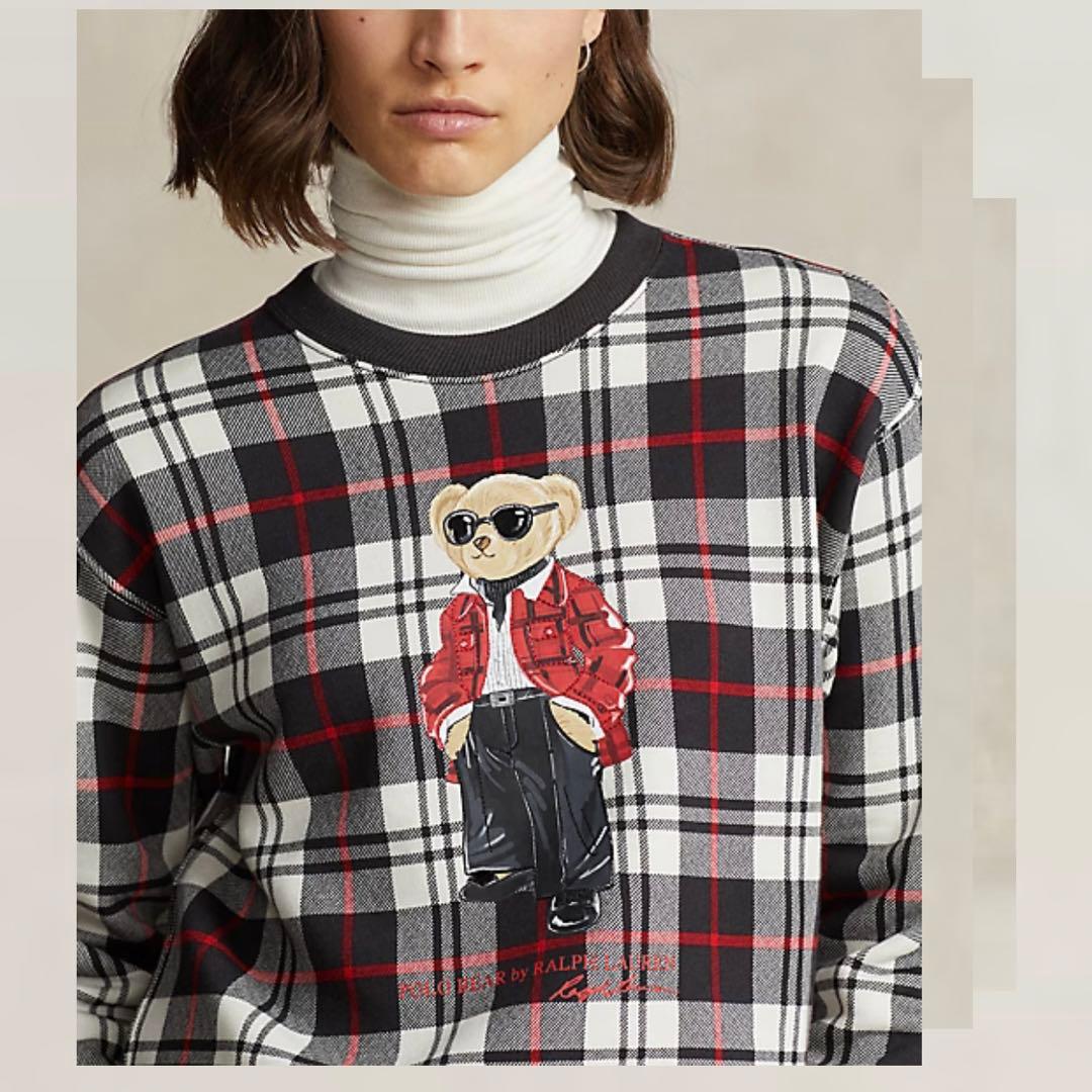 激レア☆美品【POLO ラルフローレン】S ポロベア 赤チェック 綿