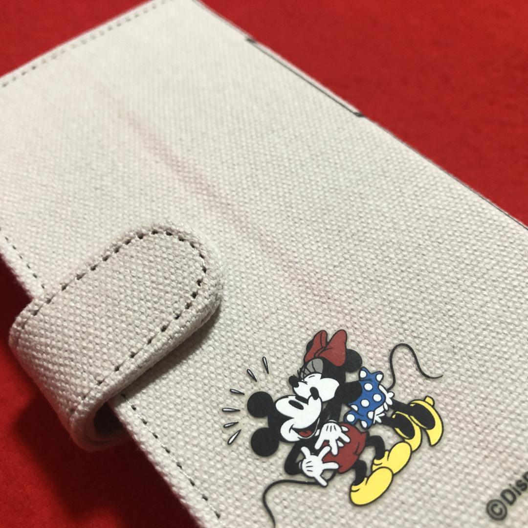 ミッキー&ミニー☆マルチ手帳型スマホキャンバスカバー：15.2×8.2×2㎝