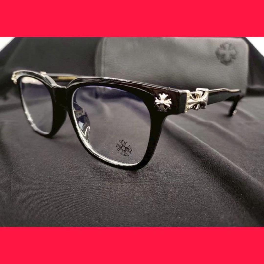 伊達メガネ クロムハーツ好き 黒縁 サングラス Y2K度付対応 クロス