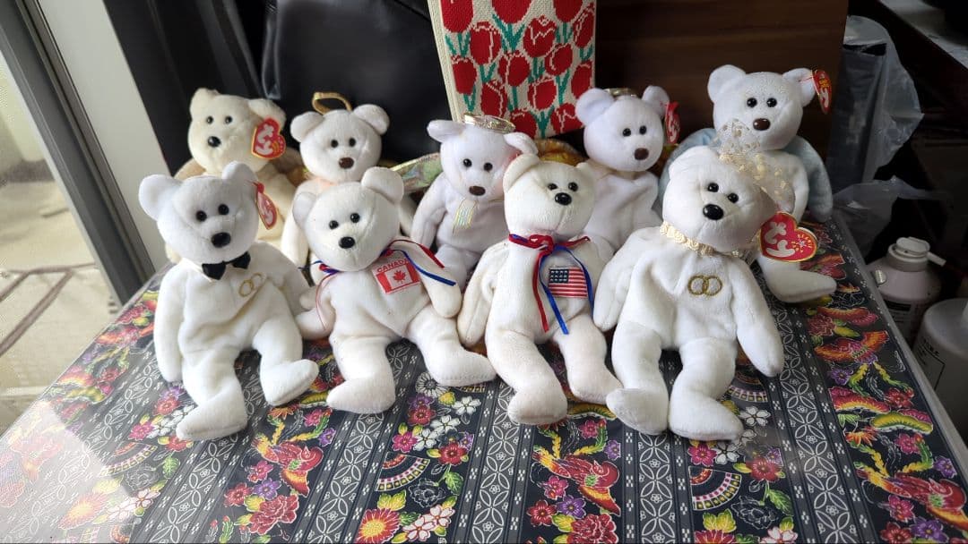 Ty ビーニーベイビーズ クマのぬいぐるみ 軍団 9体セット ホワイト