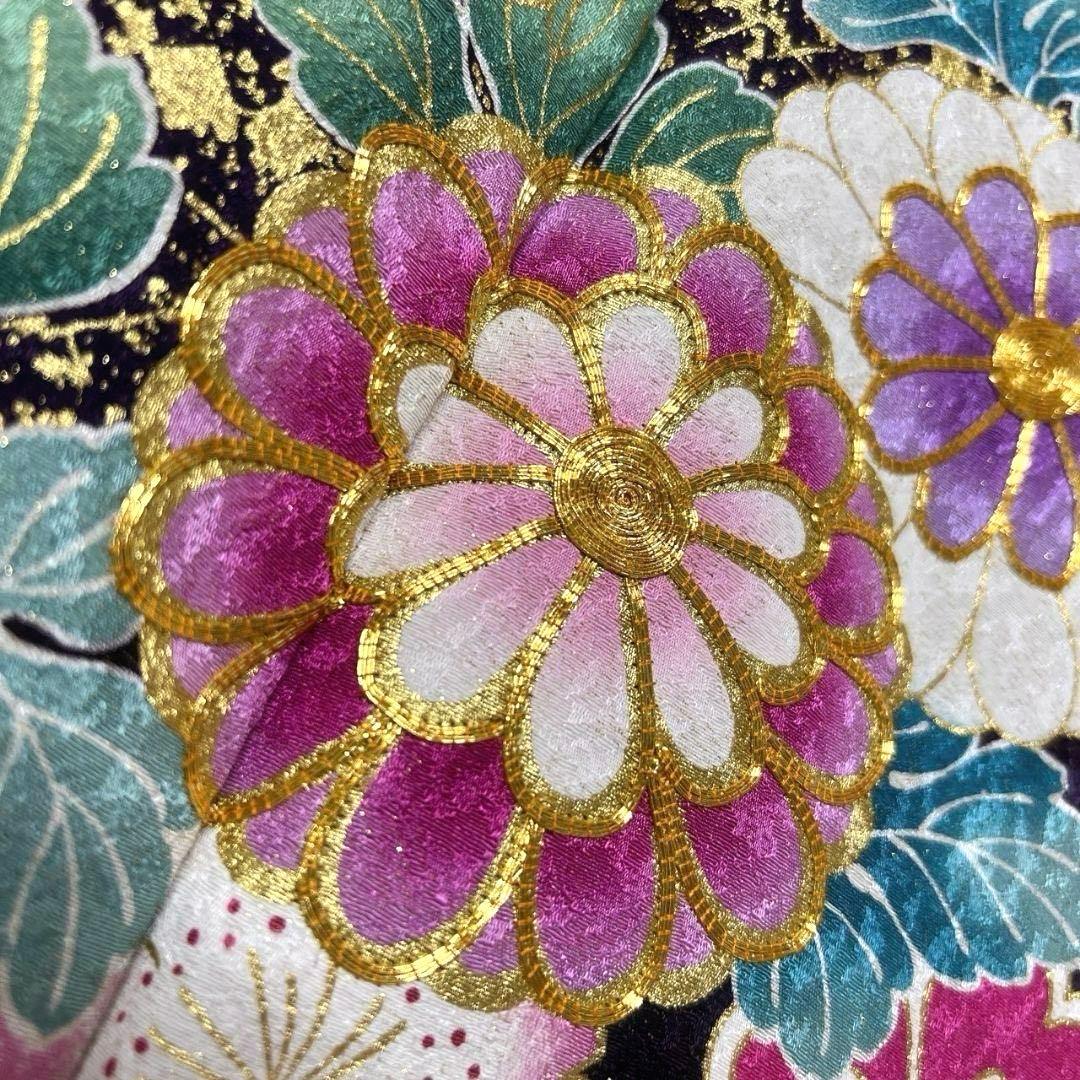 金通し 金駒刺繍 金彩 菊花 楓 桜花 振袖 着物 013a p - メルカリ