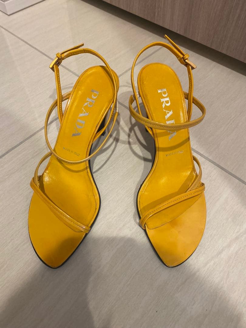 PRADA サンダル　ミュール 35.5 PRADA＊Soft padded leather wedge sandals サンダル 35mm＊送込