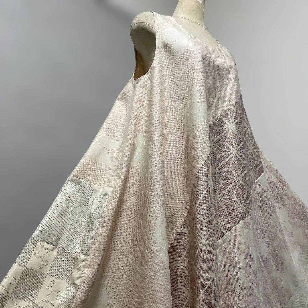 着物ワンピーステントラインマキシ丈《20》塩沢紬・結城紬・白大島紬等 L〜くらい