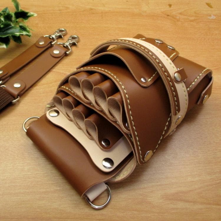 トリマー向き】 8丁差し 本革シザーケース キャメル TSC-13/CCA