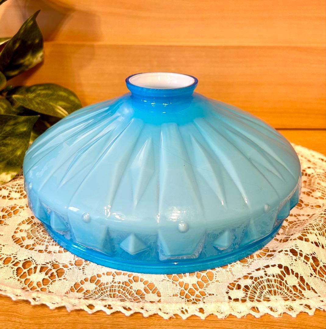 アンティークランプシェード　青色ガラス製ドーム型 VINTAGE ANTIQUE MERCURY GLASS HUBBELL ヴィンテージ アンティーク