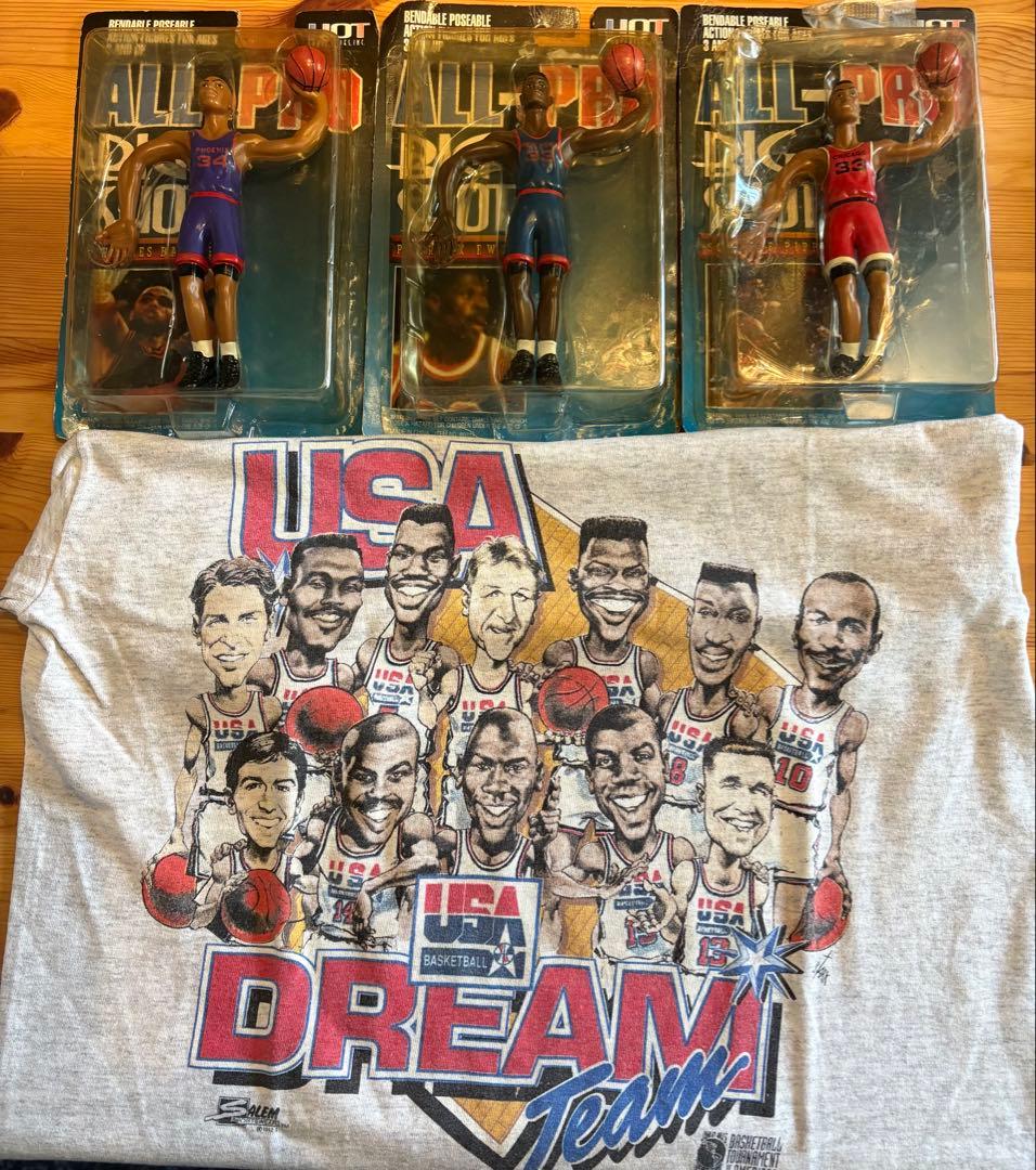 希少　USA DREAM Team フィギュア3体とTシャツセット Usa Dream Team 1992 Basketball Caricature T Shirt - White | eBay
