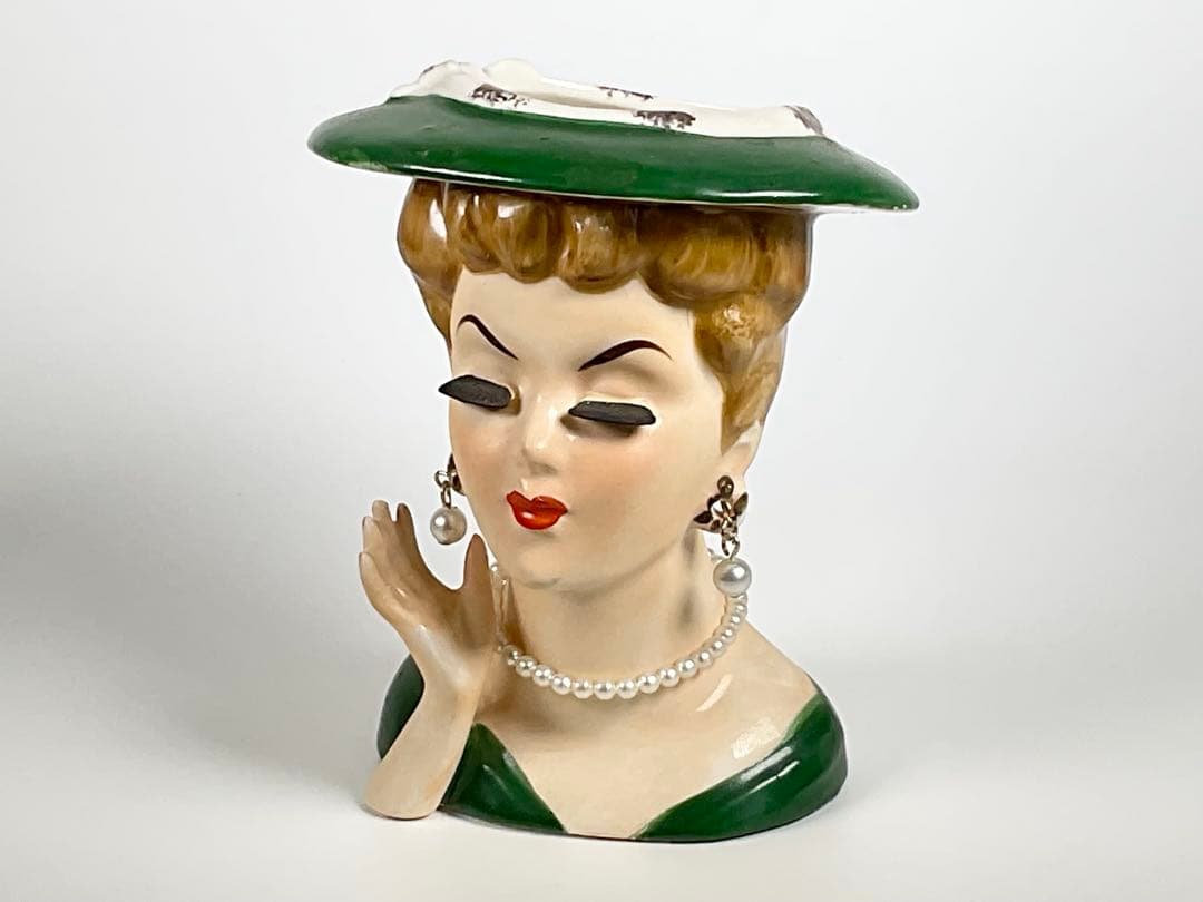 60sヴィンテージ レディヘッドベース　陶器　花瓶　LEE WARDS　日本製 60sヴィンテージ レディヘッドベース陶器花瓶LEE WARDS日本製