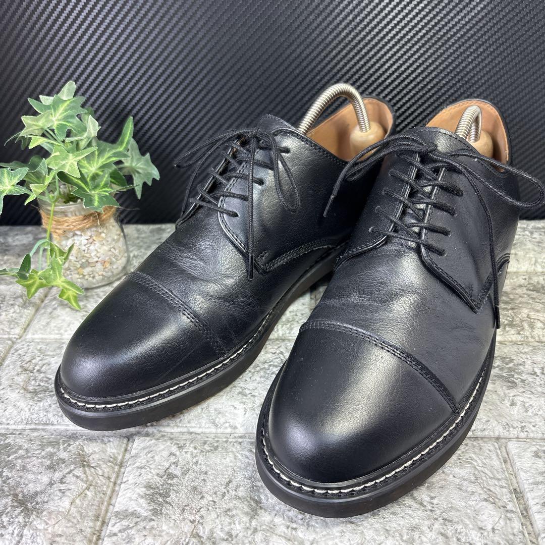 美品】WYM 本革 プレーントゥ ダービー 黒 ストレートチップ - メルカリ