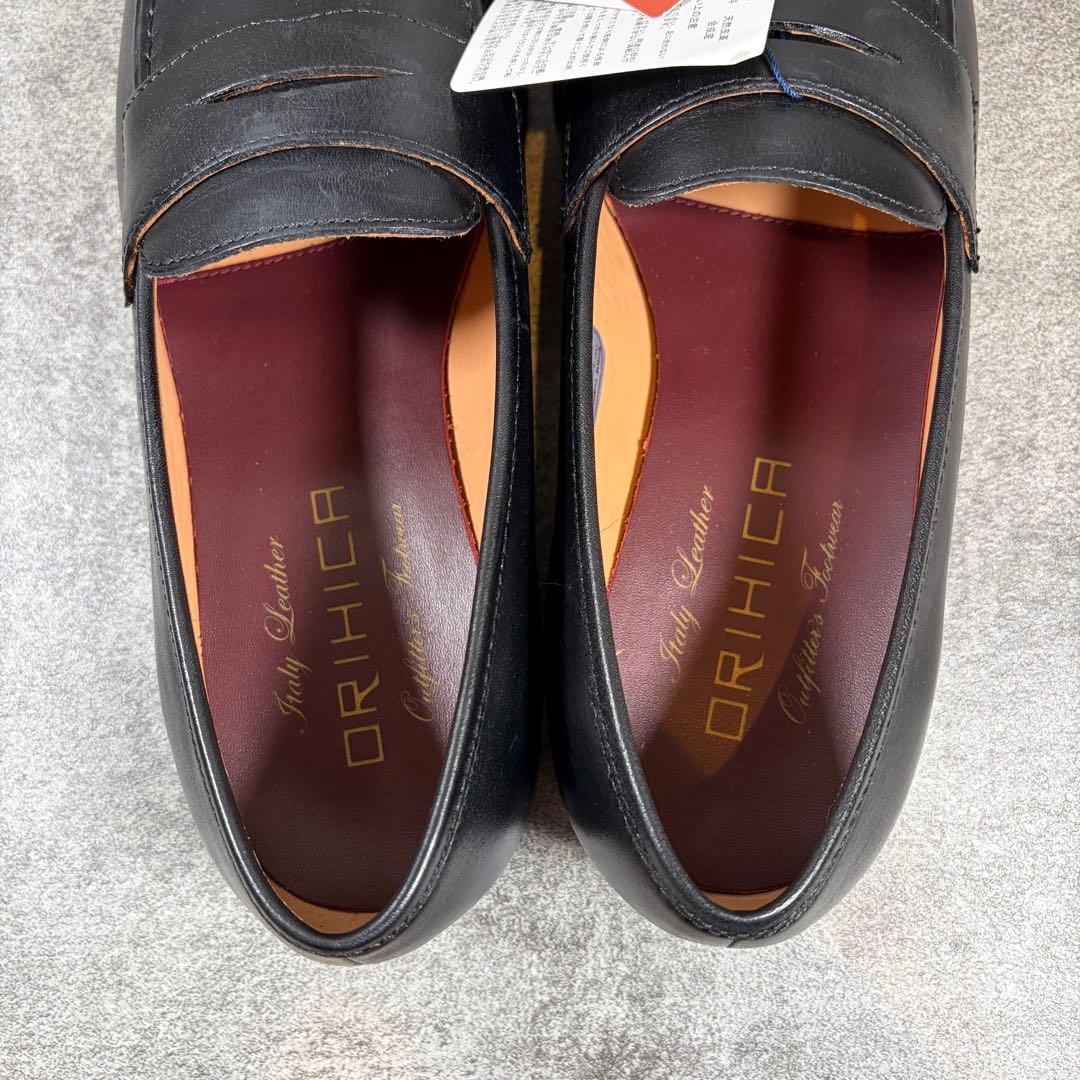 新品 オリヒカ 25cm EEE イタリアンレザー ローファー マッケイ 黒