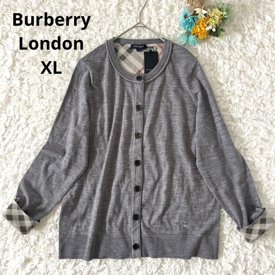 新品✨バーバリーロンドン ノバチェック ニットカーディガン ロゴ刺繍