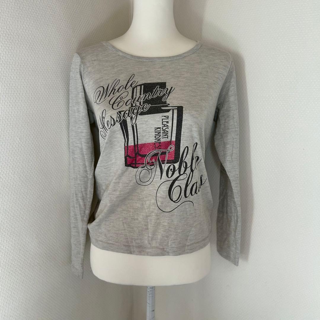 平成ギャル Y2K ロンT グレー ロゴトップス フェアリーグランジ 原宿系