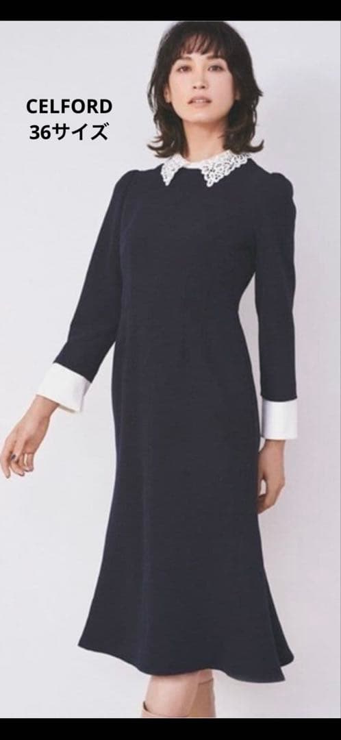 セルフォード ネイビー レース襟 ワンピース - メルカリ