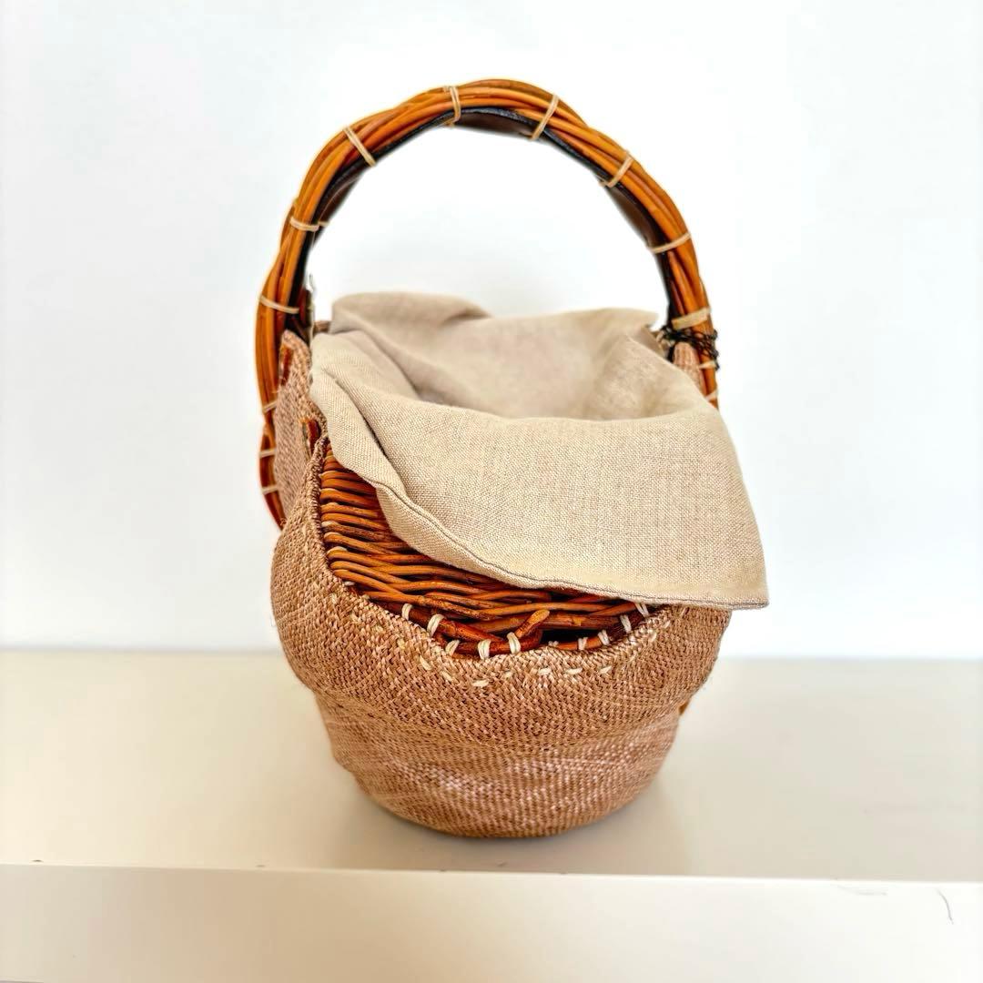 希少レア】エバゴス チャーム カゴバッグ マルシェ 帽子型 パナマ