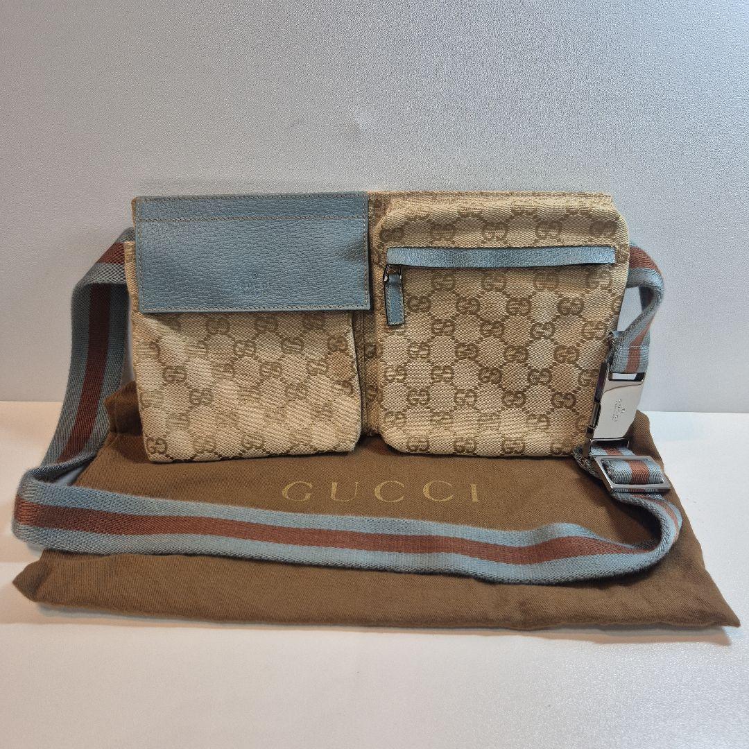 希少　GUCCI GG柄　ウエストバッグ　ボディバッグ　GGキャンバス　シェリー グッチ GUCCI シェリーライン GG柄 レッドネイビー GGキャンバス