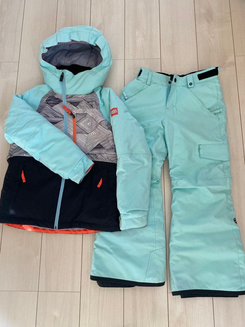 686 子供用 スノーボードウェア Sサイズ ミントグリーン/ブラック 24-25 686 シックスエイトシックス スノーボード ウェア キッズ