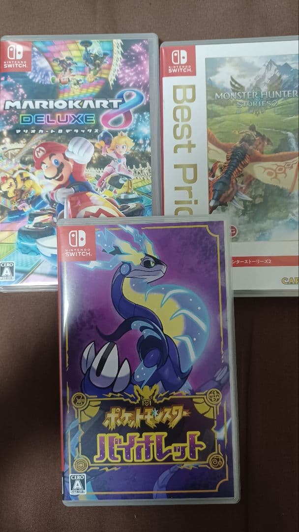 マリオカート8DX・モンハンストーリーズ・ポケモンバイオレット 3本セット マリオカート8DX・モンハンストーリーズ・ポケモンバイオレット 3本