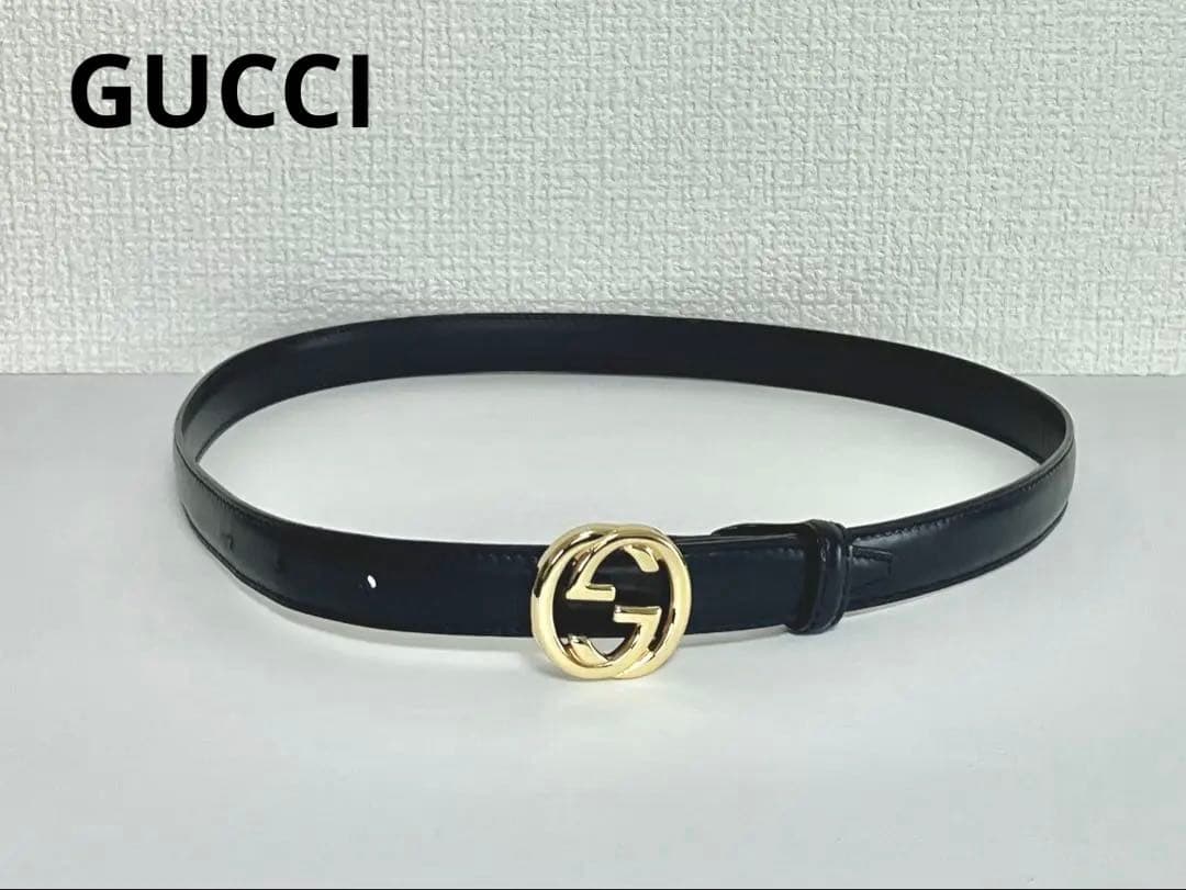 GUCCI レザーベルト リバーシブル レザー ベルト（インターロッキングG バックル