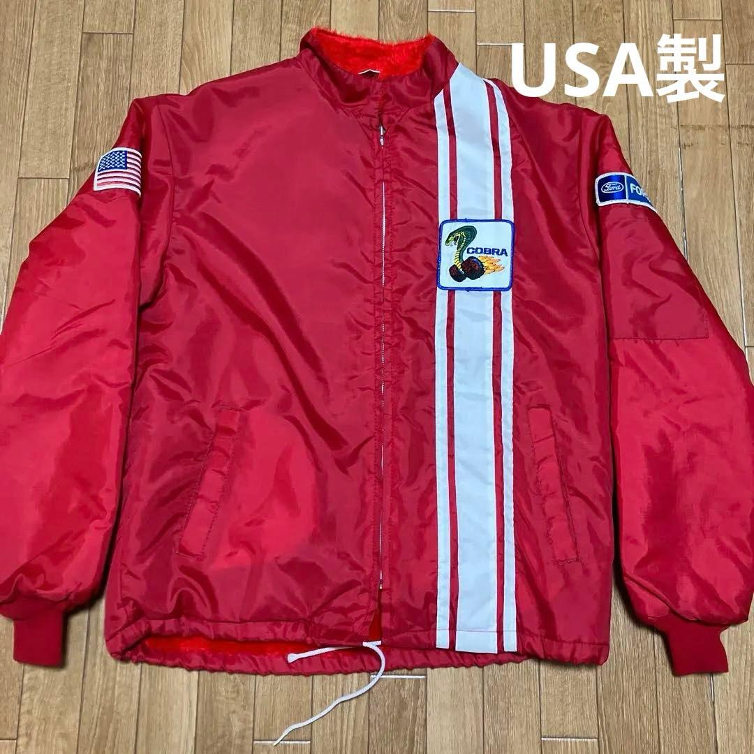 Cobra Ford レーシングジャケット USA製 L ナイロン 裏ボア COBRA FORD ビンテージ レーシングジャケット アメリカ古着 ナイロン