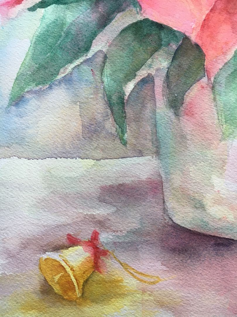 透明水彩画原画 クリスマス 聖夜 ポインセチア - メルカリ