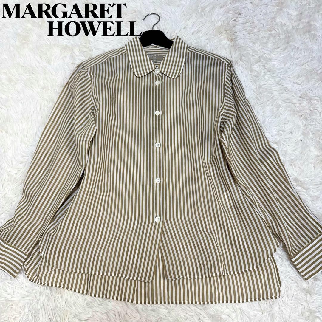 人気！ 美品✨ マーガレットハウエル コットンシルク丸襟ストライプ