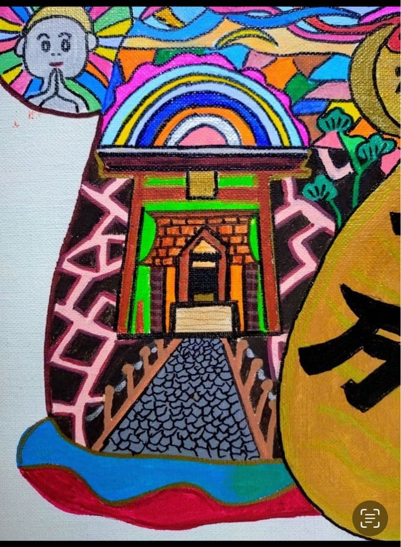 F10号】ジミー大西【笑福万来】肉筆/サイン・裏描き有り/アクリル/油彩