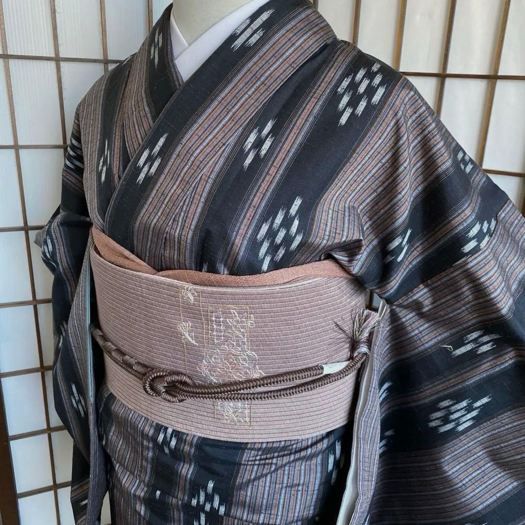 値下げ 米琉 紬 縞と琉球模様 真綿紬 - メルカリ