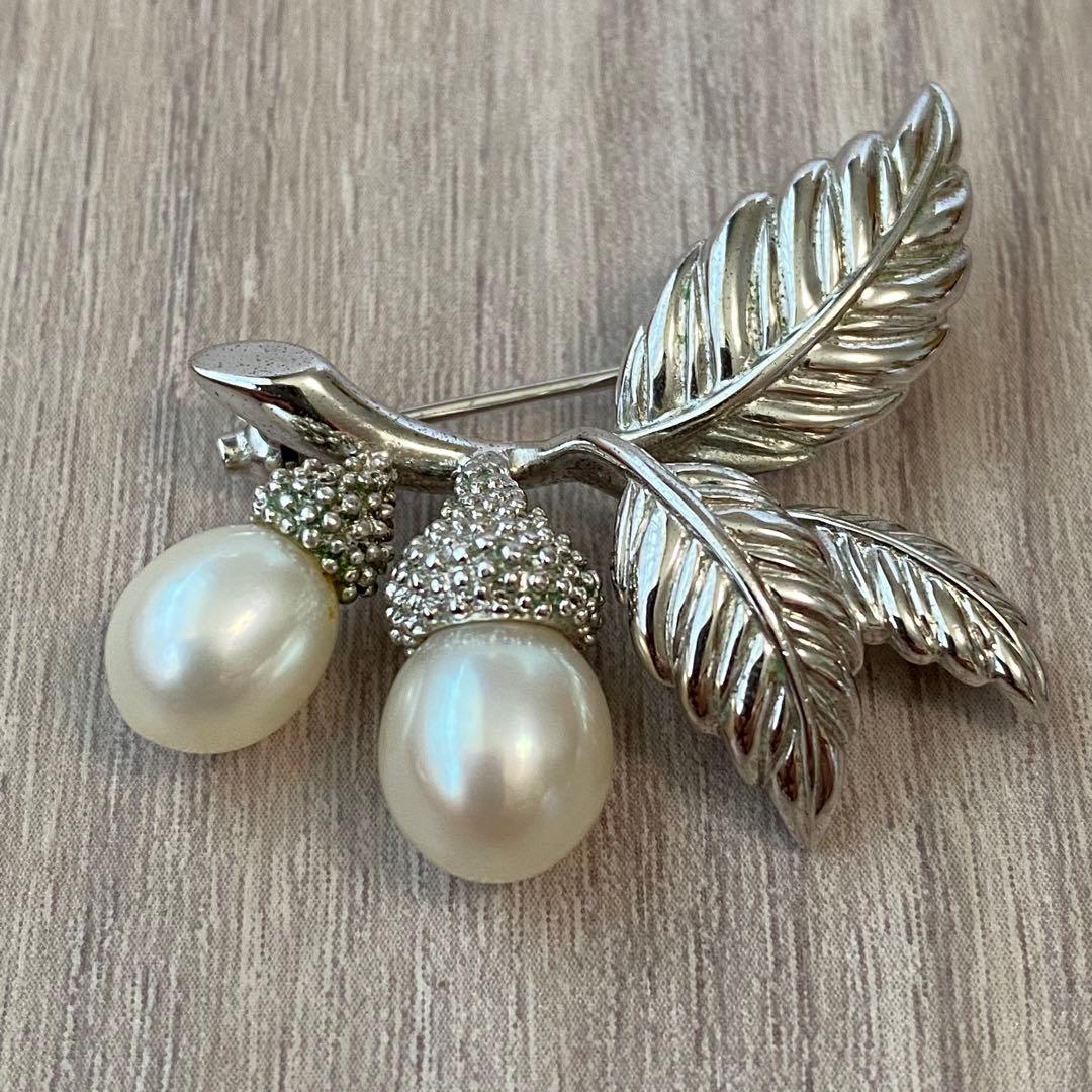 ◇MIKIMOTO ミキモトパール シルバー どんぐりモチーフ 幸運ブローチ
