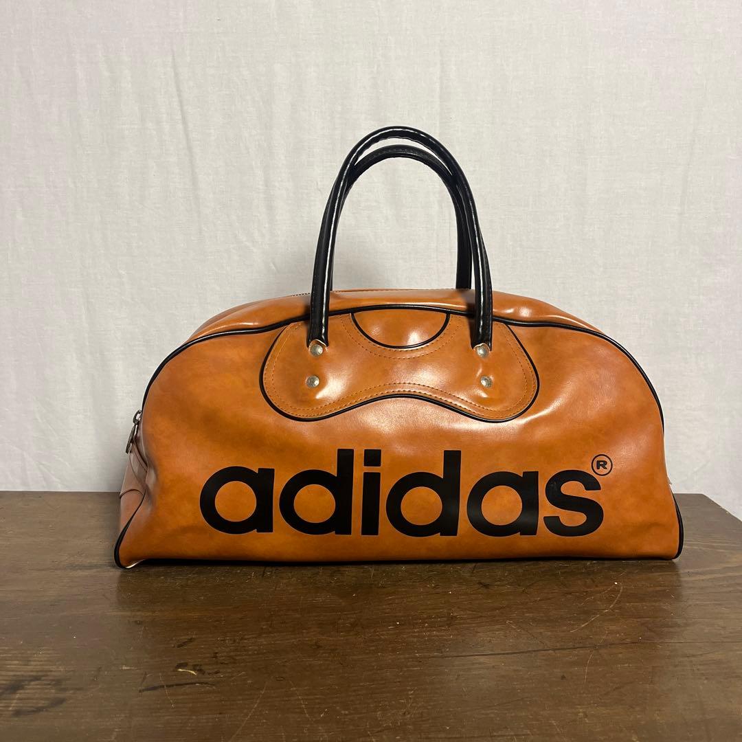 70sビンテージ品◾️adidas アディダス 茶ブラウン ボストンバッグ