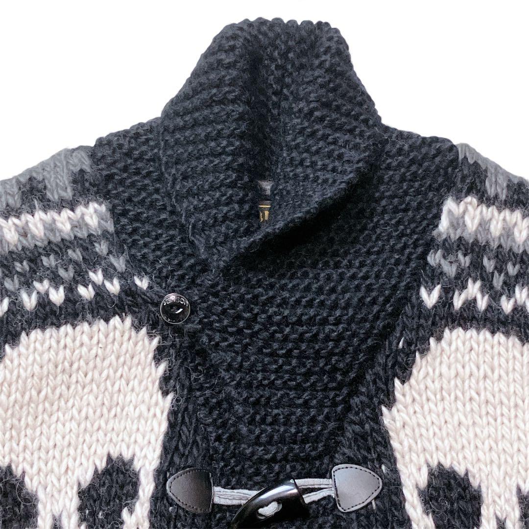 肉厚 /vanson/スカル/カウチン/ニット/カーディガン/羊毛/防寒/ M