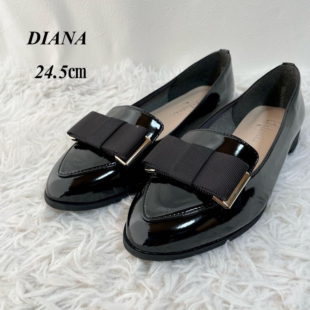 使用感少なめ】ダイアナ グログランリボンローファー アルテミス 黒