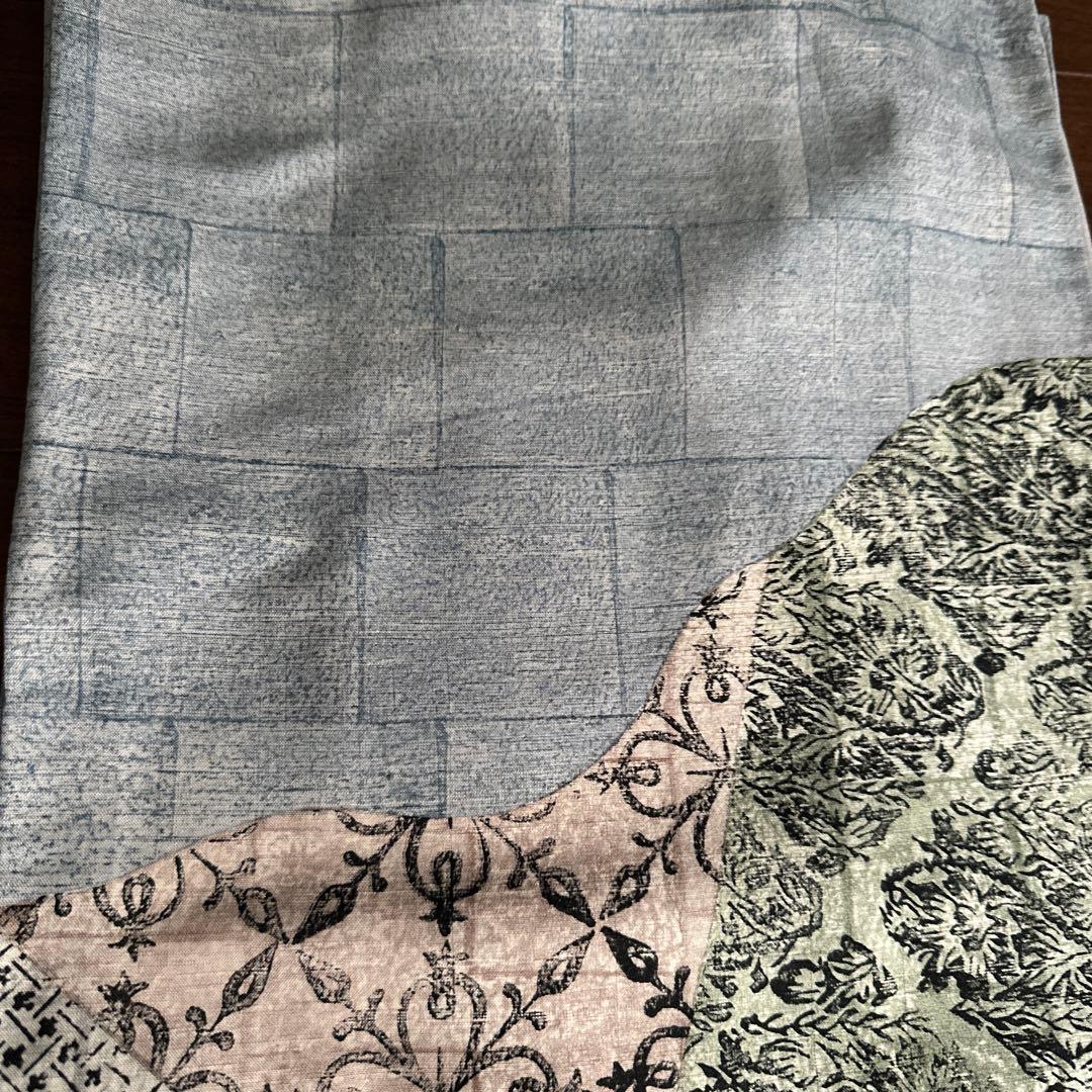 牛首紬 石川県指定無形文化財 淡い水色系 訪問着 裄丈65㎝ 白山工房