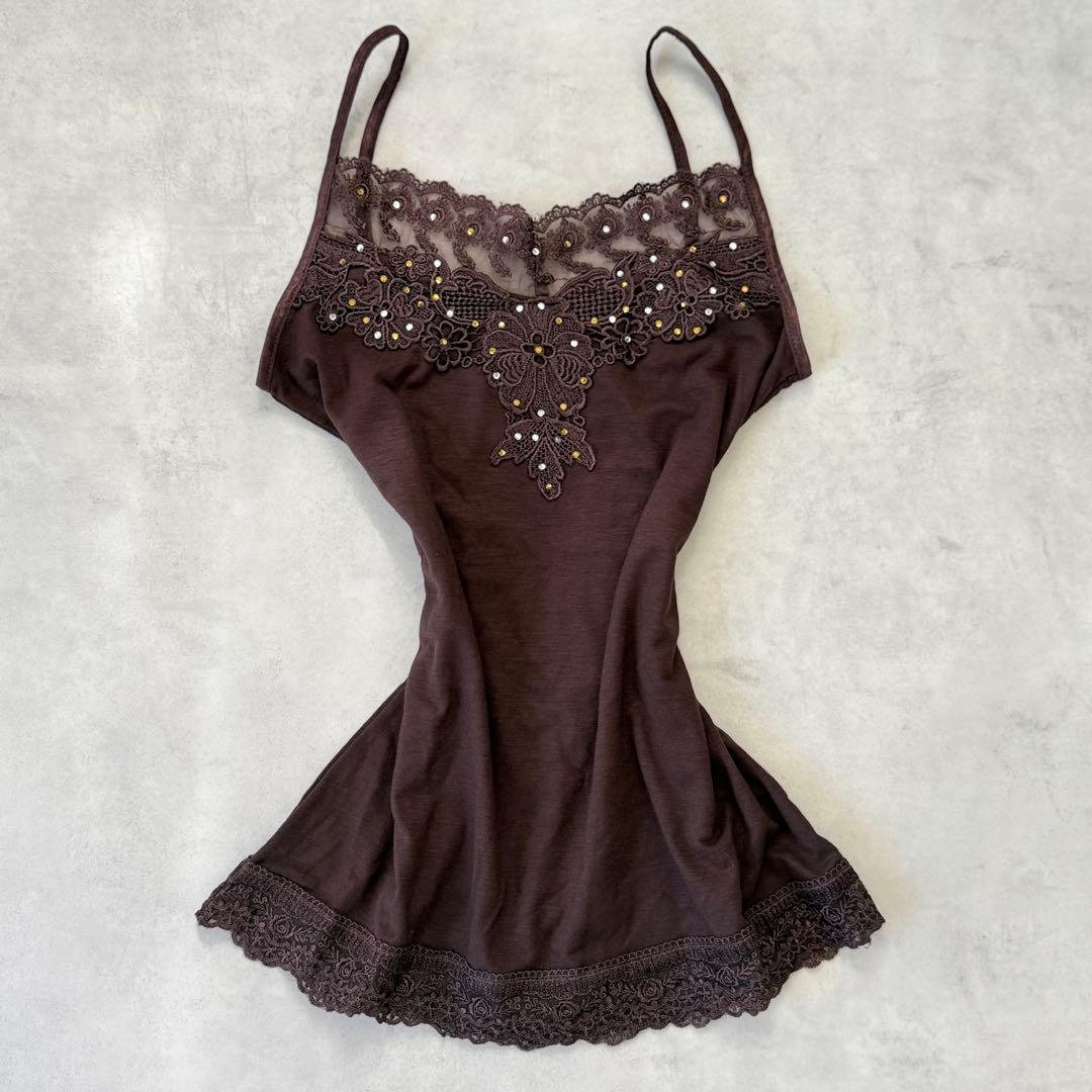 00s coquetteダークコア 森ガール フェアリーグランジ キャミソール