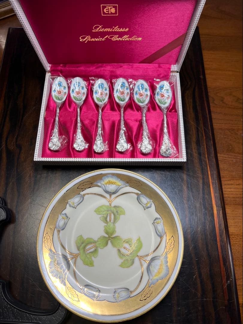 M-Japan緑印オ-ルドノリタケ HAND PAlNTED 七宝焼銀スプーン - メルカリ