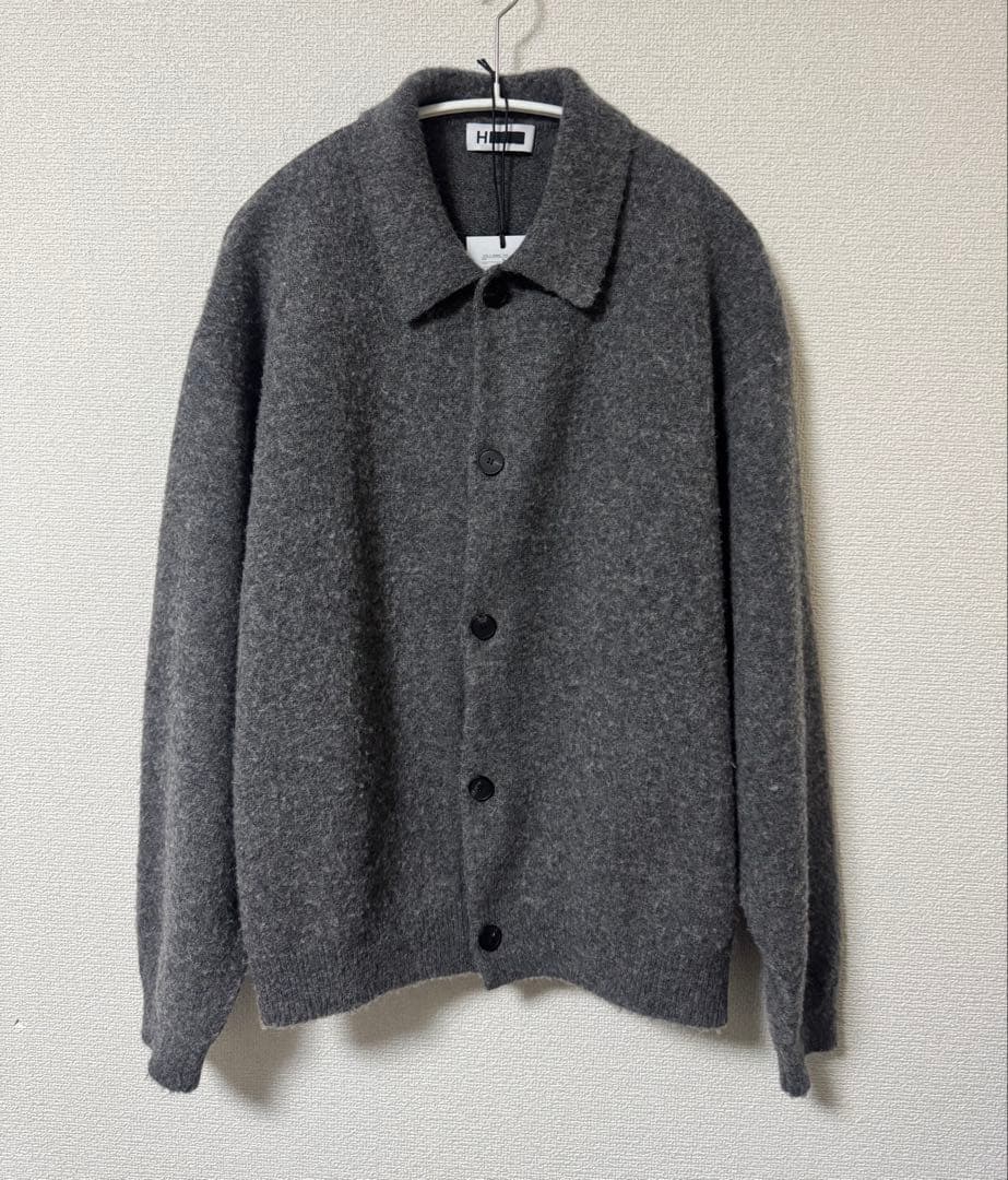 H BEAUTY&YOUTH ナッピングウール ポロカラー カーディガン H＞ナッピングウール ポロカラー カーディガン