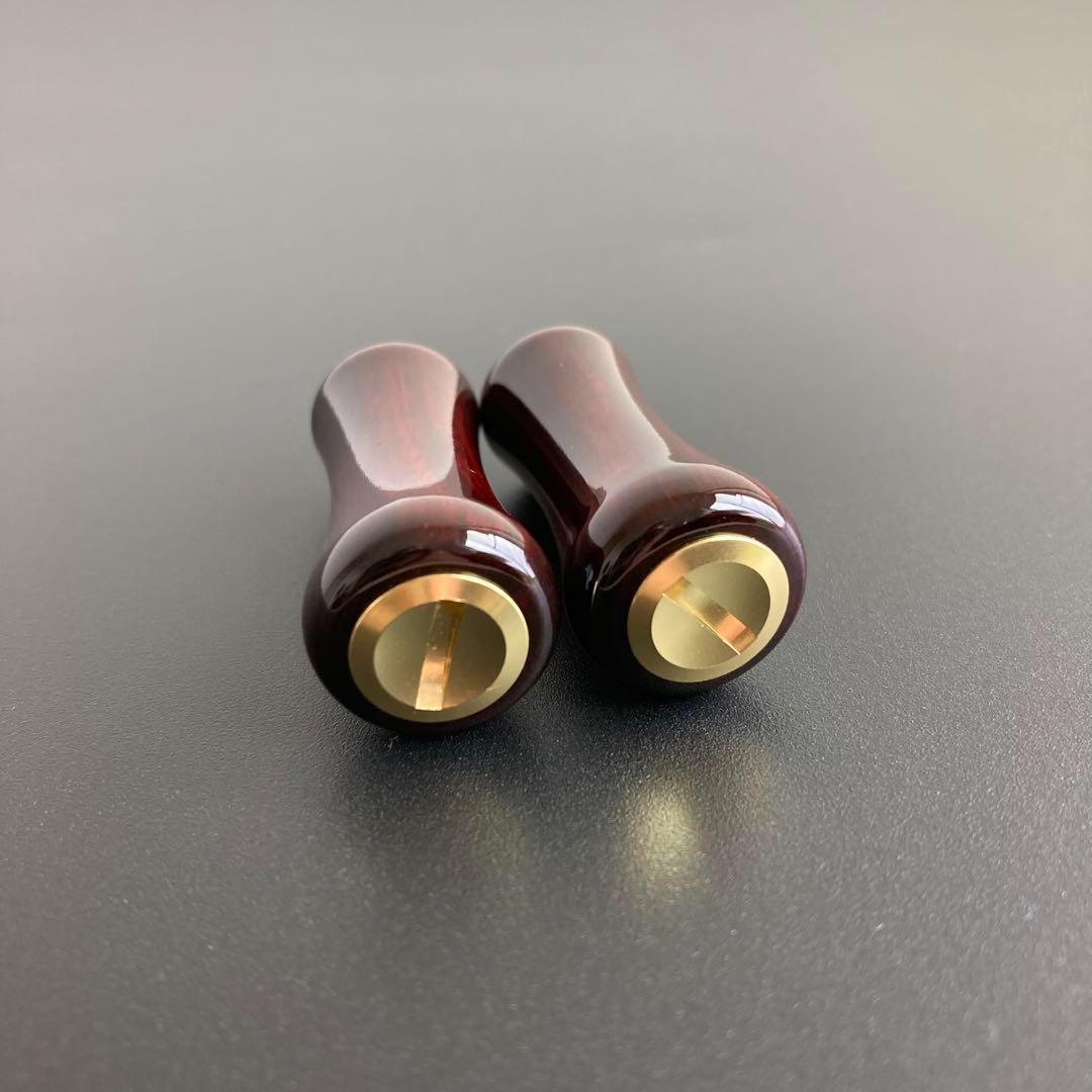 ウッドノブ 天然木/ゴールド 2個 ダイワ・シマノ対応 鏡面仕上げ