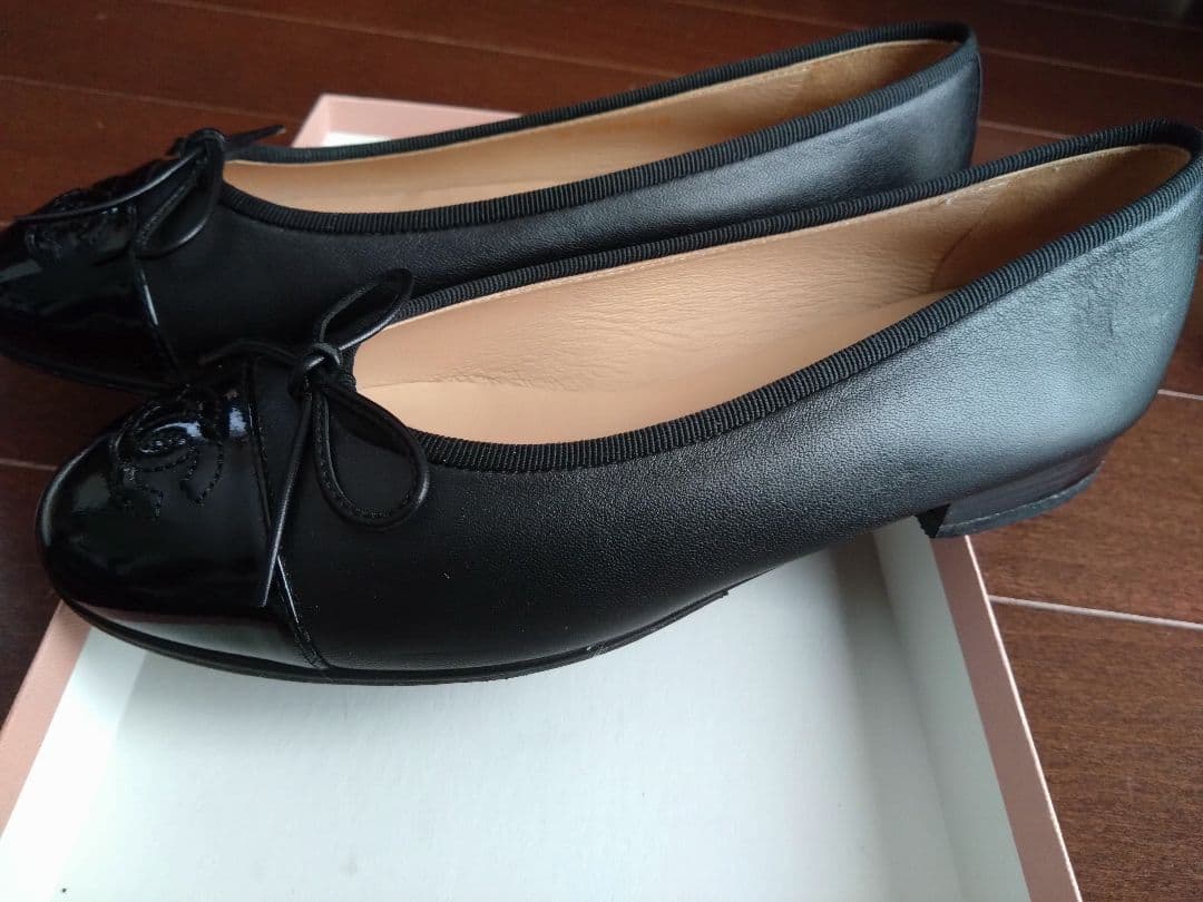 《美品》CHANEL　シャネル　ブラック フラット　バレエシューズ　36.5