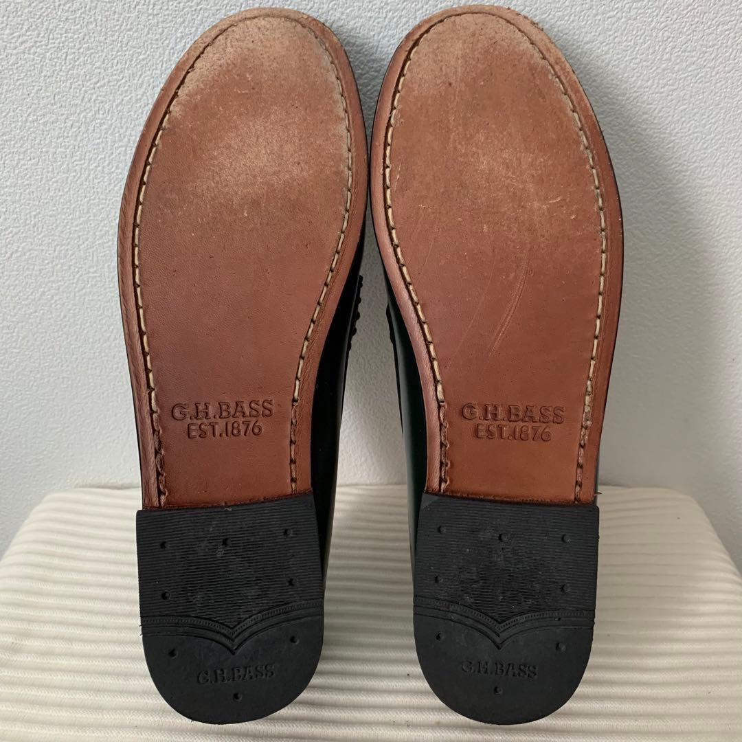 ✨美品 G.H.BASS 24.5㎝ グリーン ローファー 革靴 ビジネス 通学
