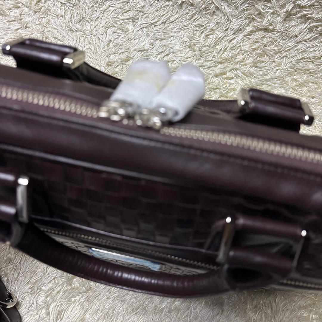 未使用 Mimalux 2way ブリーフケース 編み込み ビジネスバッグ 馬革