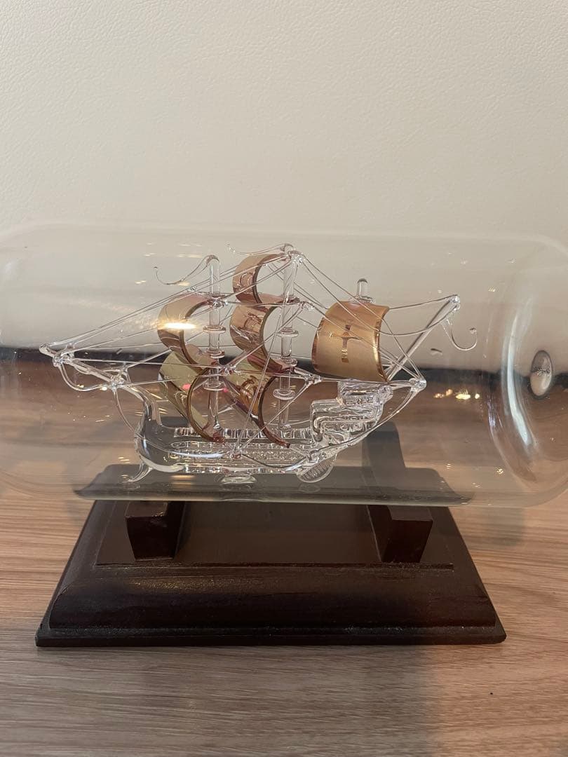 美品　ガラス瓶アート(帆船) 地中海スタイルの海賊船の小さなガラスの帆船のボトルコルクの願いの