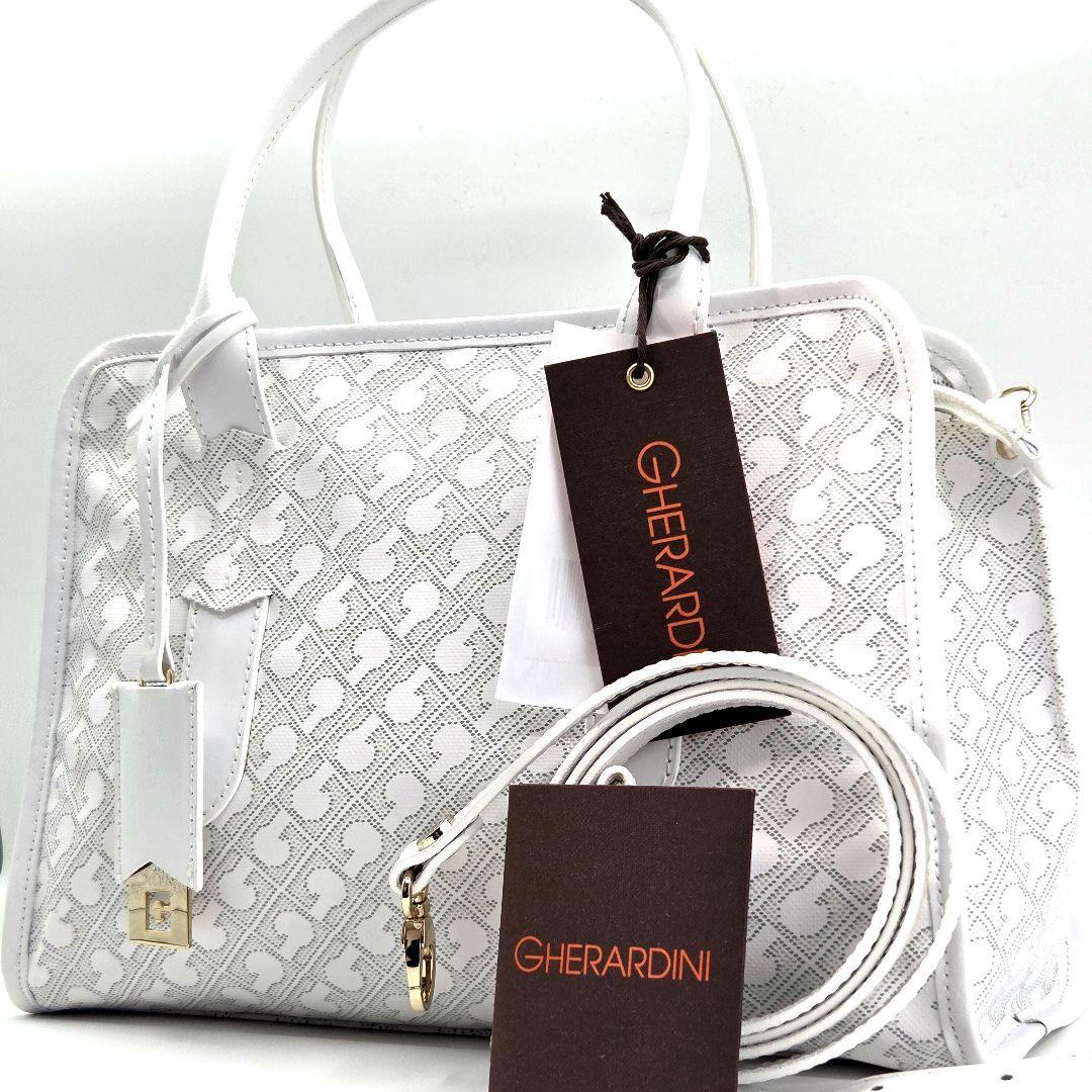 GHERARDINI ハンドバッグ 2way モノグラム レザー ソフティ 白 GHERARDINI（ゲラルディーニ） ショルダーバッグ SOFTY ソフティ