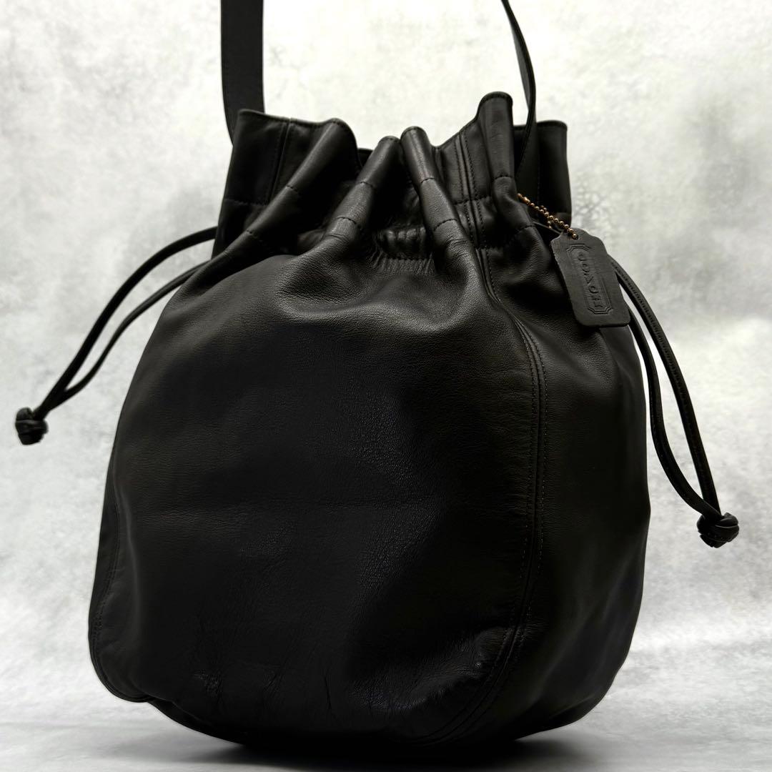 美品】COACH オールドコーチ ショルダーバッグ レザー 巾着 クロス