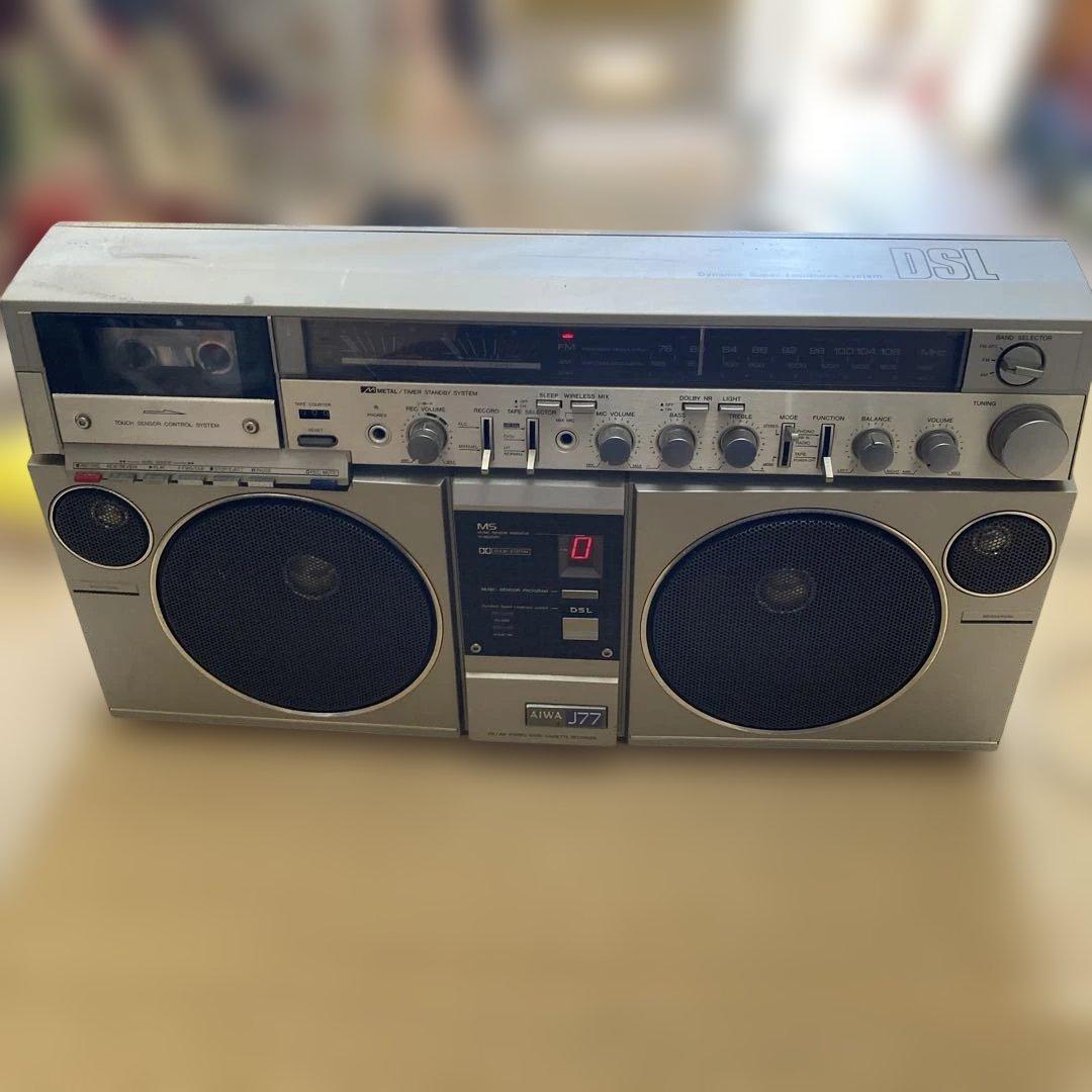 アイワ　AIWA J77 ラジカセ　レトロ 1980年台！懐かし昭和レトロのビッグラジカセ！アイワ CS-J77 ターボ