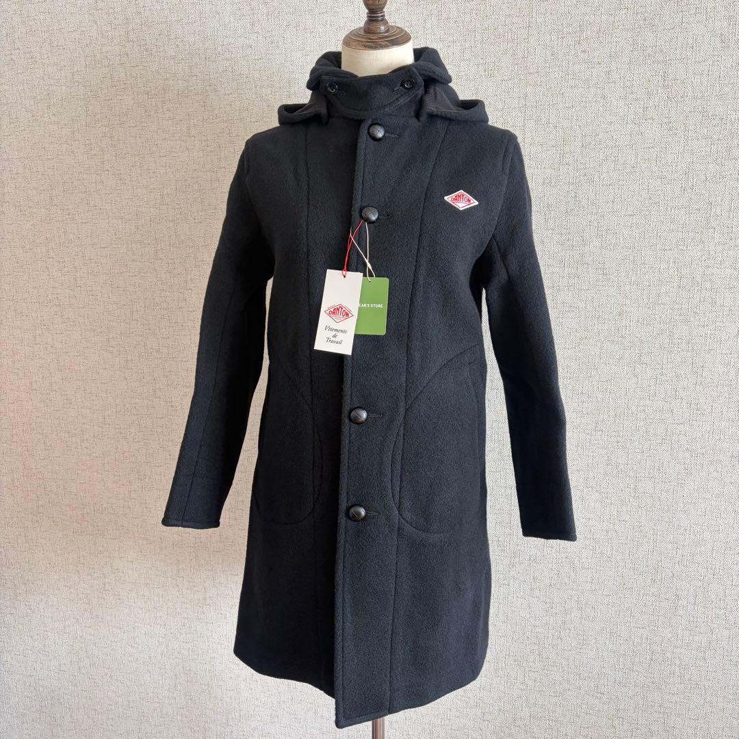 DANTON 【新品タグ付き】フード付きブラックウールコート 日本製 34 WOMEN'S WOOL LIKE INSULATION HOODED COAT（ダウンジャケット/コート