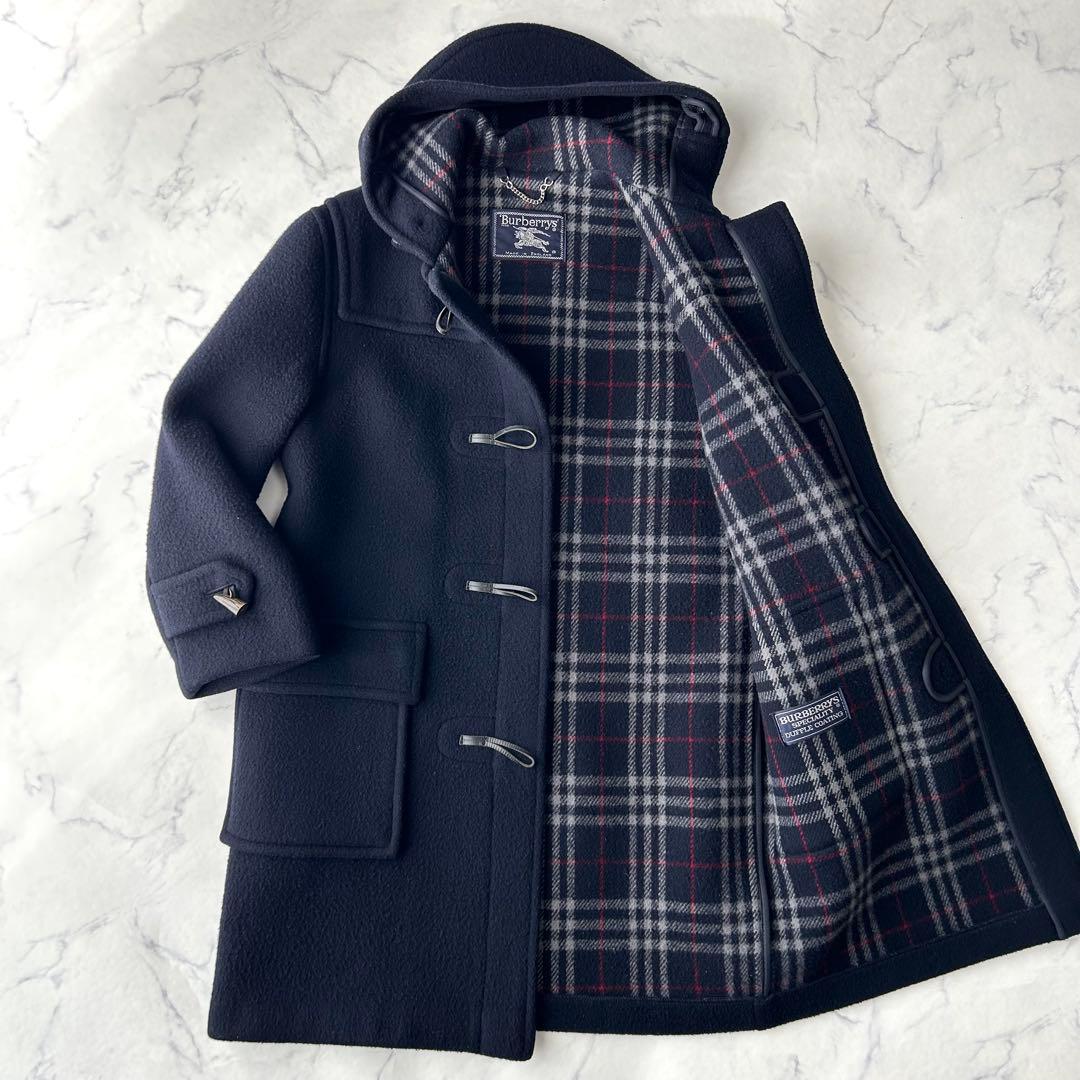 希少✨　バーバリーズ　ダッフルコート　ノバチェック　英国製　ロング　ネイビー ウール100% 英国製 バーバリーズ ノバチェック スペシャリティ
