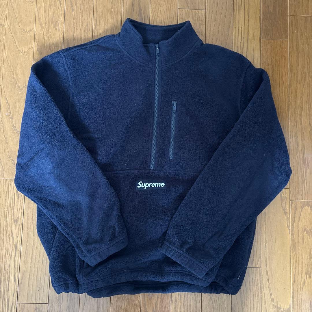 Supreme ネイビー ハーフジップフリースジャケット - メルカリ