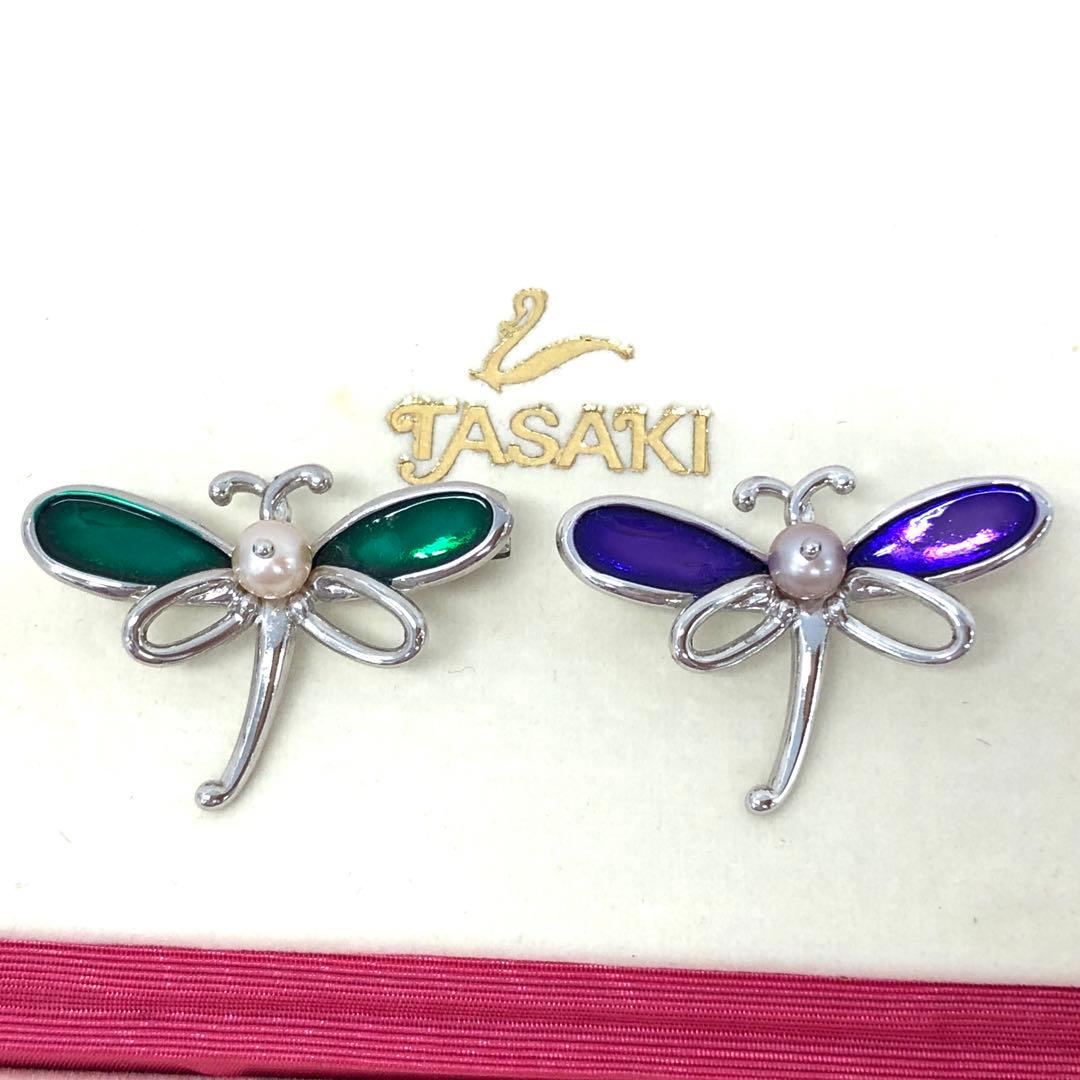 M04/075 タサキ ブローチ 2点セット アコヤパール トンボモチーフ M04/075 タサキ ブローチ 2点セット アコヤパール トンボモチーフ
