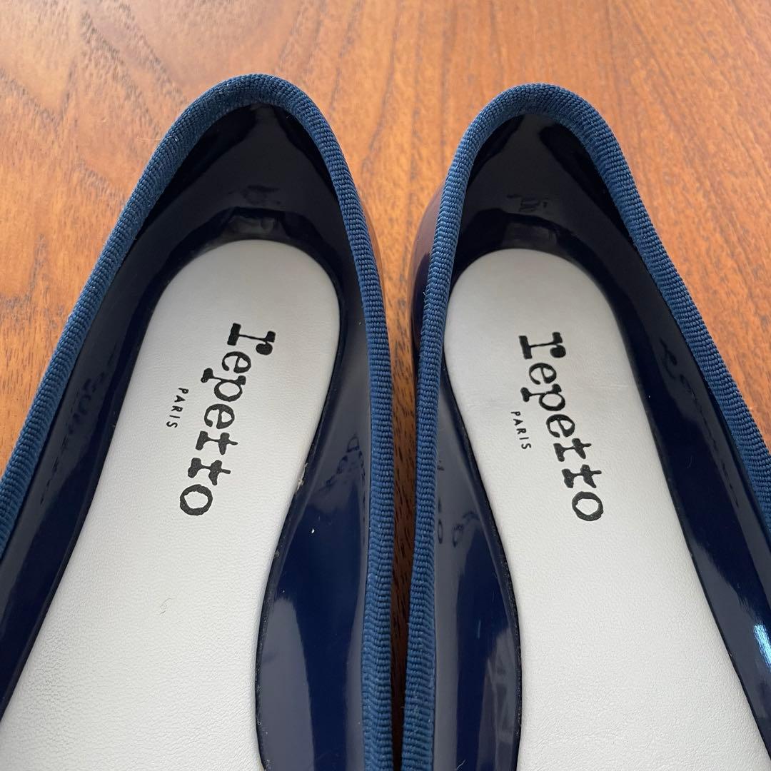 美品箱付　レペット ネイビー バレエシューズ レインシューズ　39 24.7cm