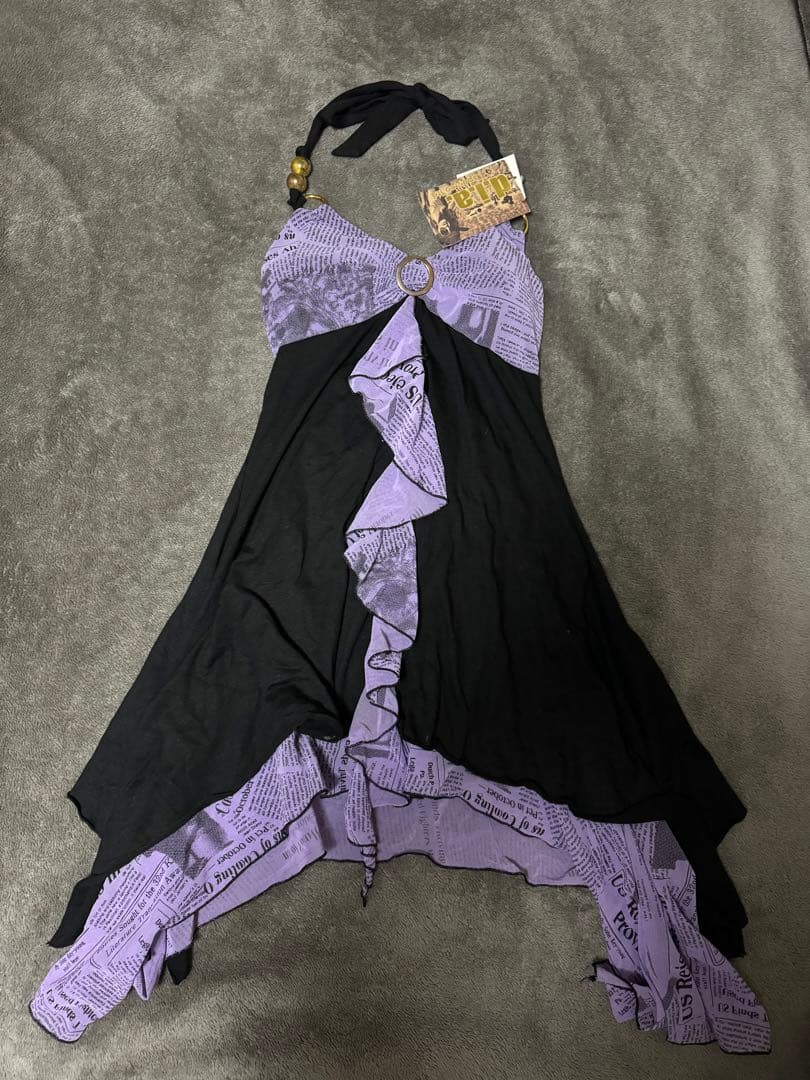 新品タグ付き　d.i.a フリル付き紫と黒のキャミソール STYLEMIXER | アシンメトリーフリルビスチェ (キャミソール ) |SHEL