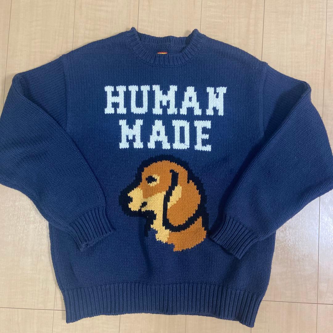 HUMAN MADE 犬デザイン ニットセーター ネイビー M