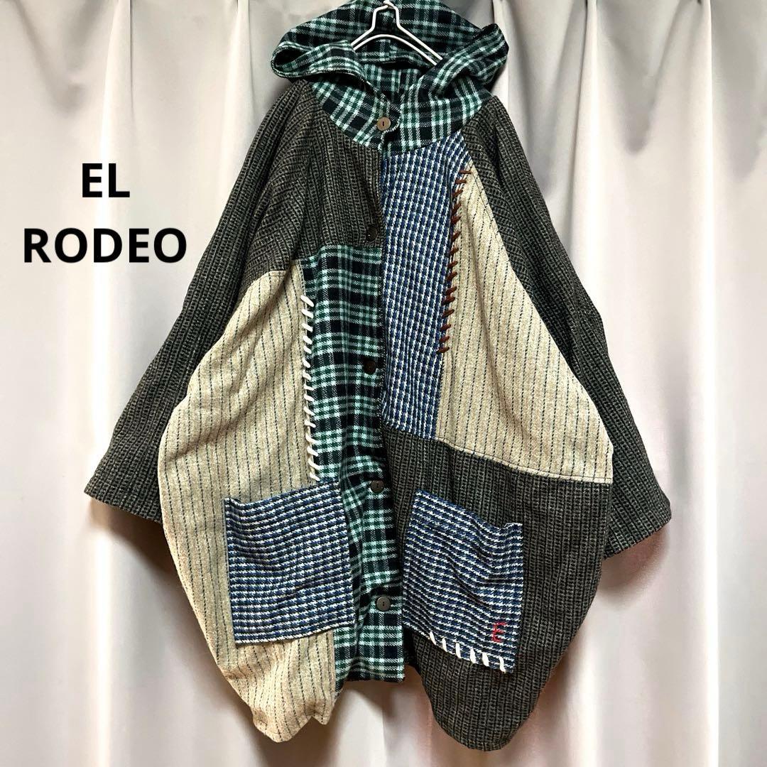 EL RODEO 異素材パッチワークウールコート 大きいサイズ オーバーサイズ